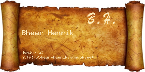 Bhear Henrik névjegykártya